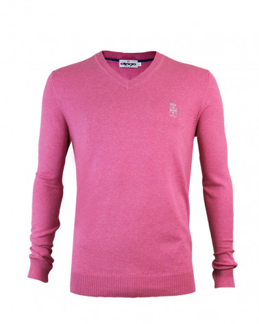 Pull Golf col V homme Otago rugby rose