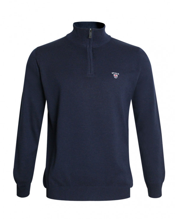 Pull col zip homme CARBUN Otago bleu marine