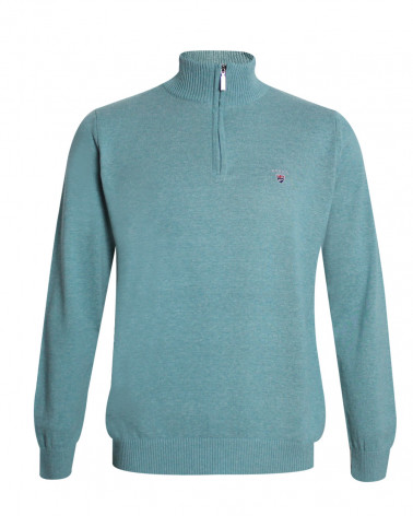 Pull col zip homme CARBUN Otago vert clair