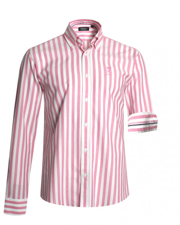 Chemise manches longues 273 Otago rayée rose pour homme