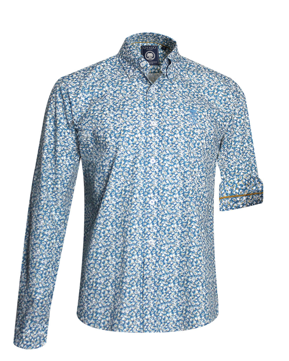 Chemise manches longues 269 Otago bleue à motifs pour homme