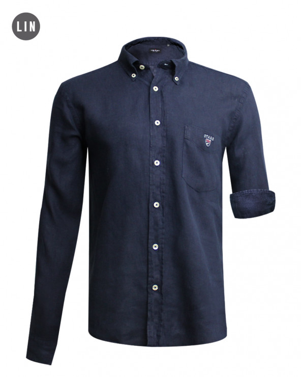chemise LIN BUENOS AIRES manches longues Otago marine homme