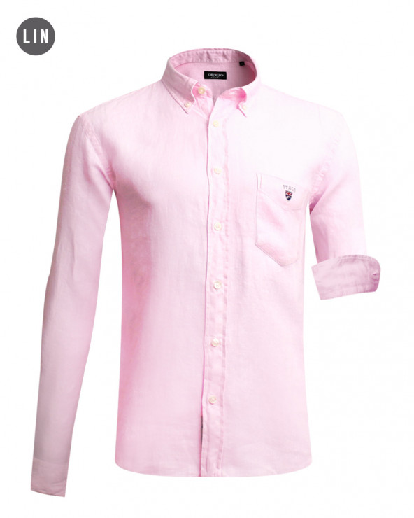 chemise LIN BUENOS AIRES manches longues Otago rose homme