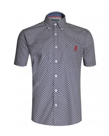 Chemise 115 manches courtes Otago bleu marine à motifs Homme